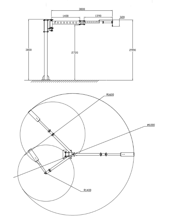 MaxiCrane Mini 3 m | Lifts All Low-Built Jib Crane , 100 kg - Image 3